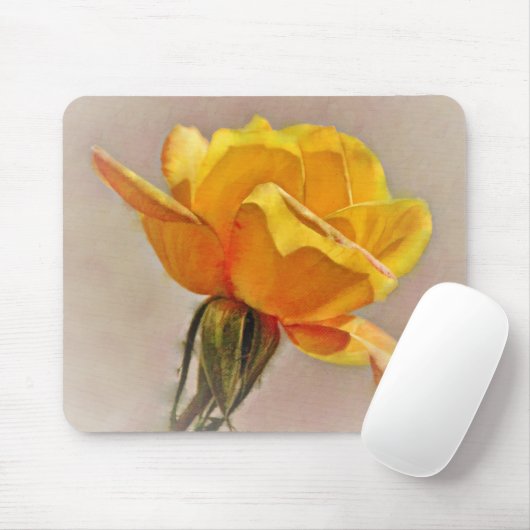 Gelbe Rose Blume Art Gold Blume Mouse Pad Mousepad (Mit Mouse)
