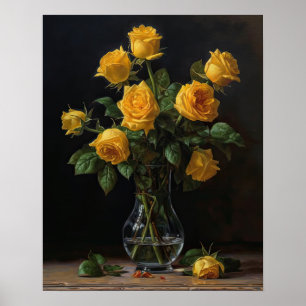 Gelbe Rose Blume Art Print Poster