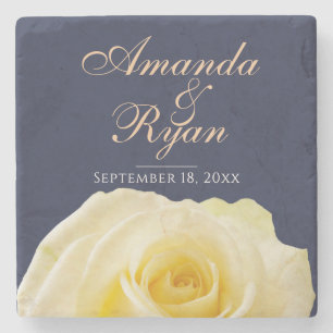 Gelbe Rose Blume Blumenbräu Hochzeitstag Steinuntersetzer