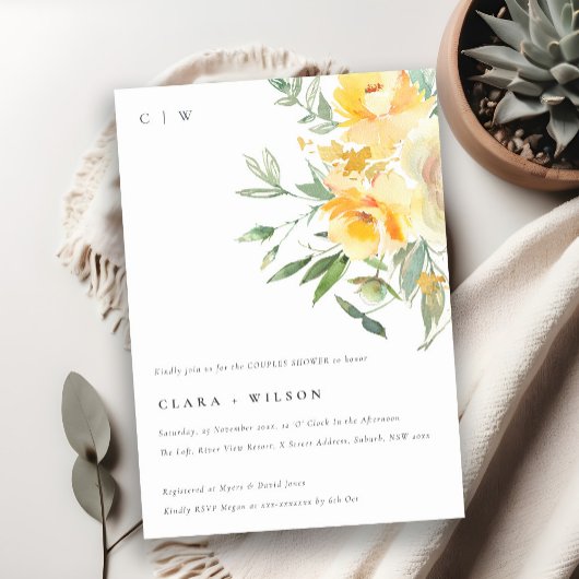 Gelbe Rose Blume Blumenkohl Dusche Einladung