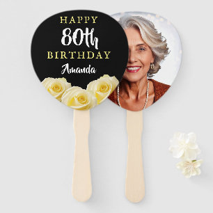 Gelbe Rose Blume Floral 80. Geburtstag Foto Fächer