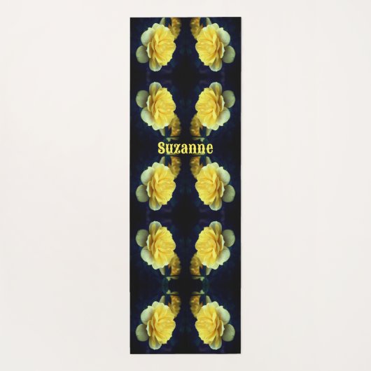 Gelbe Rose Blume im Blut Abstrakt Personalisiert Yogamatte (Rückseite)