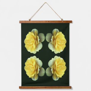 Gelbe Rose Blume im Blutspiegel Abstrakt Wandteppich Mit Holzrahmen