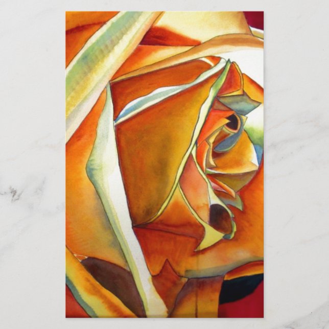 Gelbe Rose Blume Originale Aquarellkunst (Vorderseite)