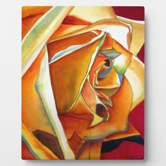 Gelbe Rose Blume Originale Aquarellkunst Fotoplatte (Vorderseite)