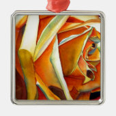 Gelbe Rose Blume Originale Aquarellkunst Silbernes Ornament (Vorne)