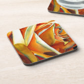 Gelbe Rose Blume Originale Aquarellkunst Untersetzer (Linke Seite)