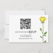 Gelbe Rose Blume QR Code Blumenzehen RSVP Karte (Vorderseite)