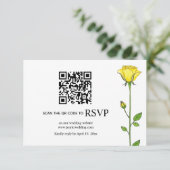 Gelbe Rose Blume QR Code Blumenzehen RSVP Karte (Stehend Vorderseite)