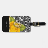 Gelbe Rose Blumendesign | Monogramm Gepäckanhänger (Vorderseite horizontal)