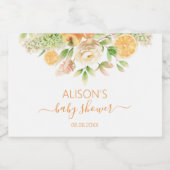 Gelbe Rose Blumengrün Girl Babydusche Mini Schaumweinetikett (Einzelnes Label)