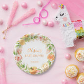 Gelbe Rose Blumengrün Girl Babydusche Pappteller (Party)