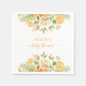 Gelbe Rose Blumengrün Girl Babydusche Serviette (Vorderseite)