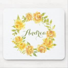 Gelbe Rose Blumenkranz Personalisiert Mousepad