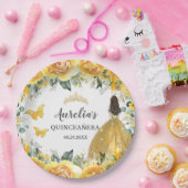 Gelbe Rose Blumenschmetterlinge Prinzessin  Pappteller (Party)