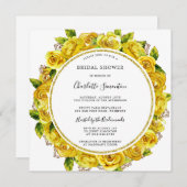 Gelbe Rose Brautparty Square Einladung (Vorne/Hinten)