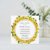 Gelbe Rose Brautparty Square Einladung (Stehend Vorderseite)