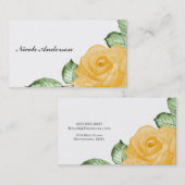 Gelbe Rose Chic Elegante Flora Rustikales Land Visitenkarte (Vorne/Hinten)