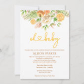 Gelbe Rose Citrus Floral Drive mit Babydusche Einladung (Vorderseite)