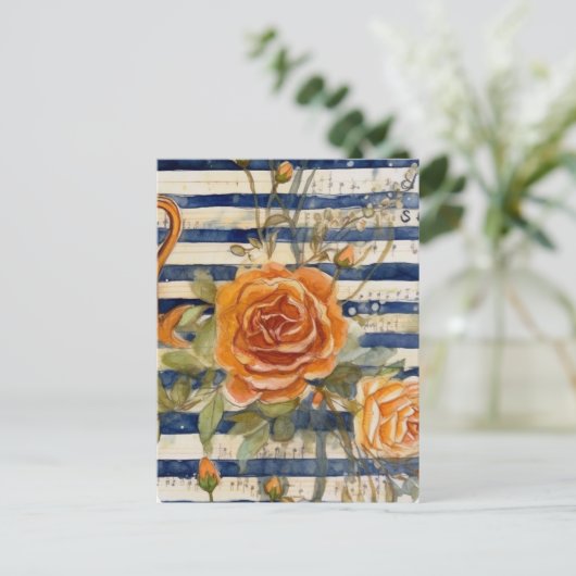 Gelbe Rose Collage Postkarte (Stehend Vorderseite)