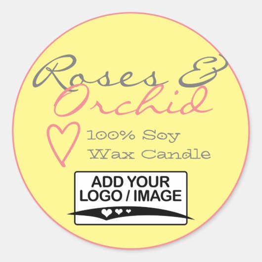 Gelbe Rose, einfache Kerzen mit Logo-Paste Runder Aufkleber (Vorderseite)
