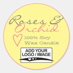 Gelbe Rose, einfache Kerzen mit Logo-Paste Runder Aufkleber