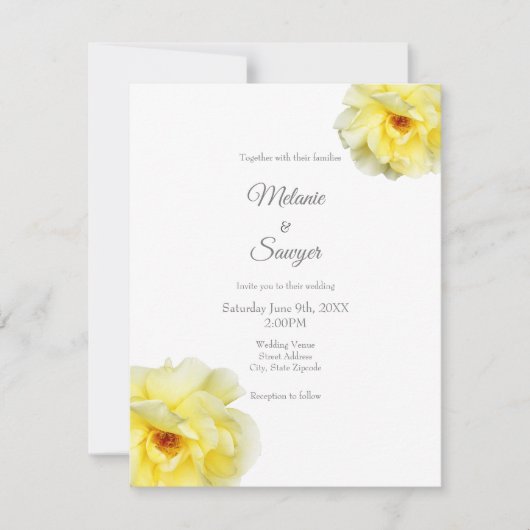 Gelbe Rose Einladung (Vorderseite)