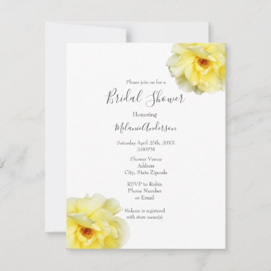 Gelbe Rose Einladung (Vorderseite)