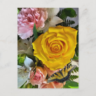 Gelbe Rose Feiertagspostkarte