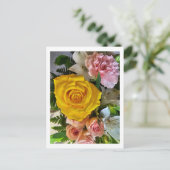 Gelbe Rose Feiertagspostkarte (Stehend Vorderseite)