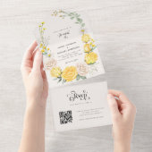 Gelbe Rose Floral & Moderne Typografie All In One Einladung (Abreißen)