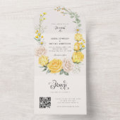 Gelbe Rose Floral & Moderne Typografie All In One Einladung (Innen Boden)
