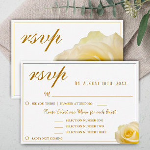 Gelbe Rose Florales Hochzeitsmenü Antwortkarte RSVP Karte