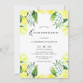 Gelbe Rose Garland Quinceñera Einladung