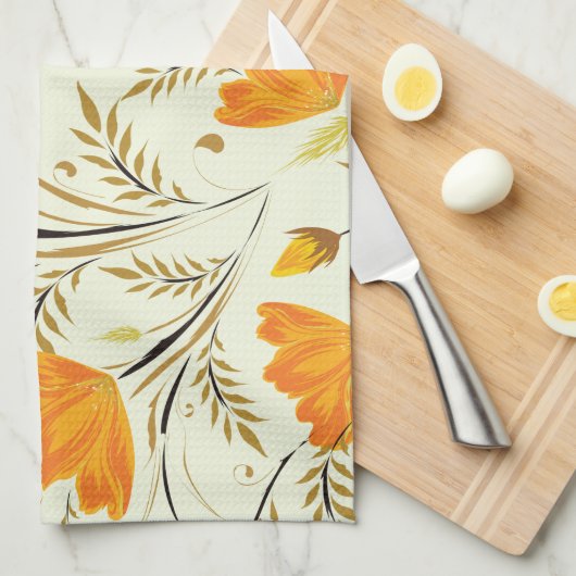 Gelbe Rose Geschirrtuch (Viertel Falte)