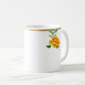 Gelbe Rose Goldmedaille Rimmed Blumenkaffee Tasse (VorderseiteRechts)