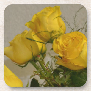 Gelbe Rose Hartkunststoff-Untersetzer mit Korkrück Untersetzer