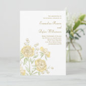 Gelbe Rose Hochzeit Einladung (Stehend Vorderseite)