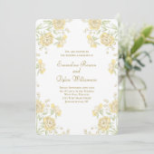 Gelbe Rose Hochzeit Einladung (Stehend Vorderseite)