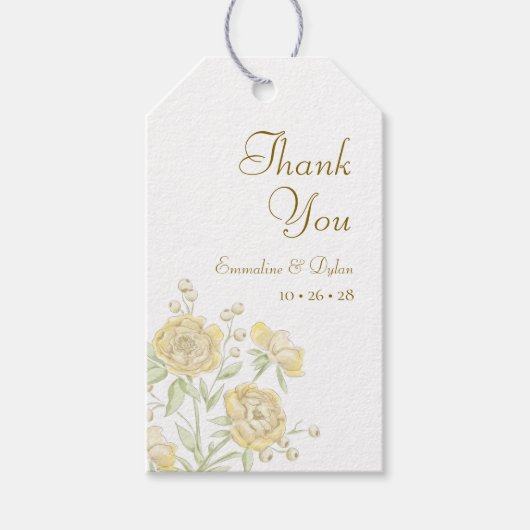 Gelbe Rose Hochzeit Geschenkanhänger (Vorderseite)