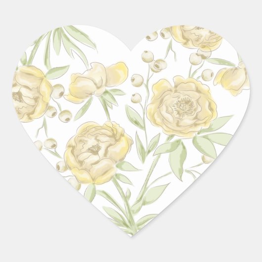 Gelbe Rose Hochzeit Herz-Aufkleber (Vorderseite)