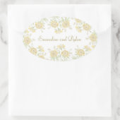 Gelbe Rose Hochzeit Ovaler Aufkleber (Tasche)