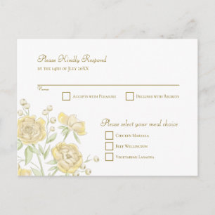 Gelbe Rose Hochzeit RSVP Antwort Feiertagspostkarte