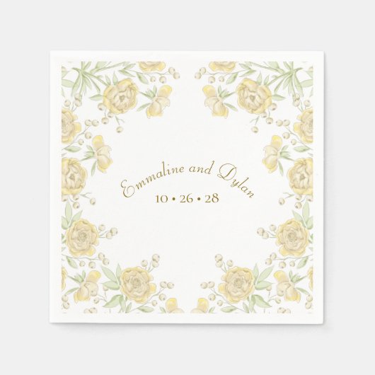 Gelbe Rose Hochzeit Serviette (Vorderseite)