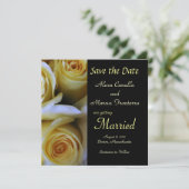 Gelbe Rose Hochzeit Sichern Sie die Datum Ankündig Save The Date (Stehend Vorderseite)