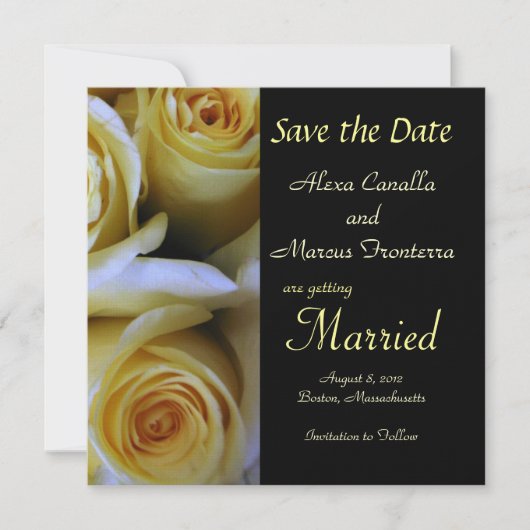 Gelbe Rose Hochzeit Sichern Sie die Datum Ankündig Save The Date (Vorderseite)