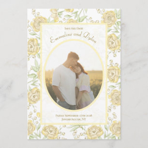 Gelbe Rose Hochzeit Termin merken Einladung