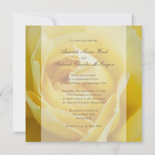 Gelbe Rose ・ Hochzeitseinladung Einladung (Rückseite)