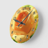 Gelbe Rose in Vollblut Runde Wanduhr (Winkel)