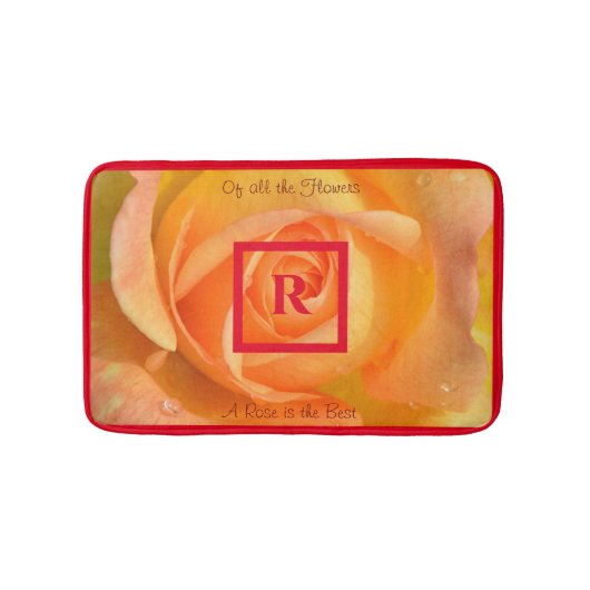 Gelbe Rose ist die Mit Monogramm Personalisierte Badematte (Vorderseite)
